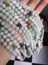 Load image into Gallery viewer, 7.8-8mm 100% Natural type A light green/red/white jadeite jade beads necklace SN-2
