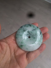 Load image into Gallery viewer, 100% Natural sunny green/pink/purple tropical beach jadeite Jade Safety Guardian Button(donut) Pendant/worry stone X123
