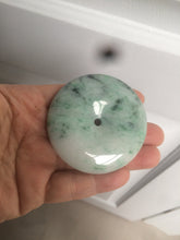 Load image into Gallery viewer, 100% Natural sunny green/pink/purple tropical beach jadeite Jade Safety Guardian Button(donut) Pendant/worry stone X123
