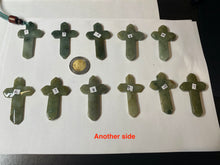 Load image into Gallery viewer, 100% Natural type A yellow/white/gray/dark green jadeite Jade Hand-held cross or cross pendant necklace AF47
