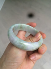 Load image into Gallery viewer, 56.5mm certificated Type A 100% Natural sunny green/purple/yellow  Monet’s Water Lilies Jade bangle E62-1029
