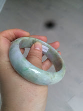 Load image into Gallery viewer, 56.5mm certificated Type A 100% Natural sunny green/purple/yellow  Monet’s Water Lilies Jade bangle E62-1029
