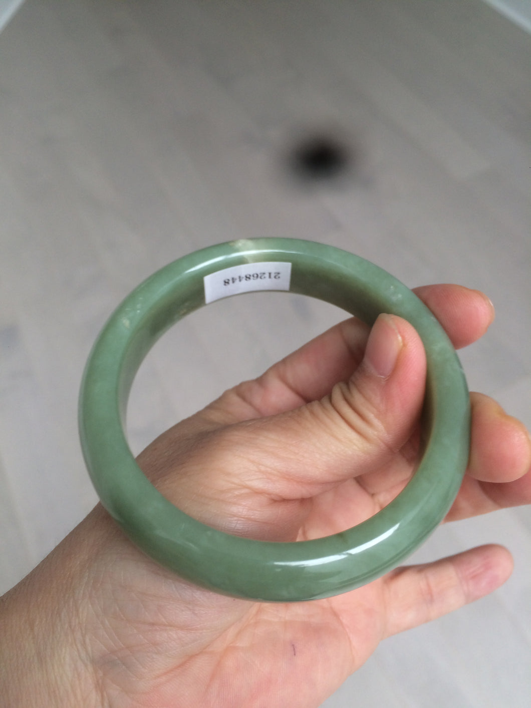 60.8mm certified 100% Natural green/yellow nephrite Jade bangle HT48-8448