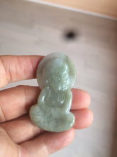 Load image into Gallery viewer, 100% Natural light green jadeite Jade meditate baby buddha (宝宝佛) pendant necklace N121
