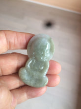 Load image into Gallery viewer, 100% Natural light green jadeite Jade meditate baby buddha (宝宝佛) pendant necklace N121
