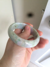 Load image into Gallery viewer, 56.5mm certificated Type A 100% Natural sunny green/purple/yellow  Monet’s Water Lilies Jade bangle E62-1029
