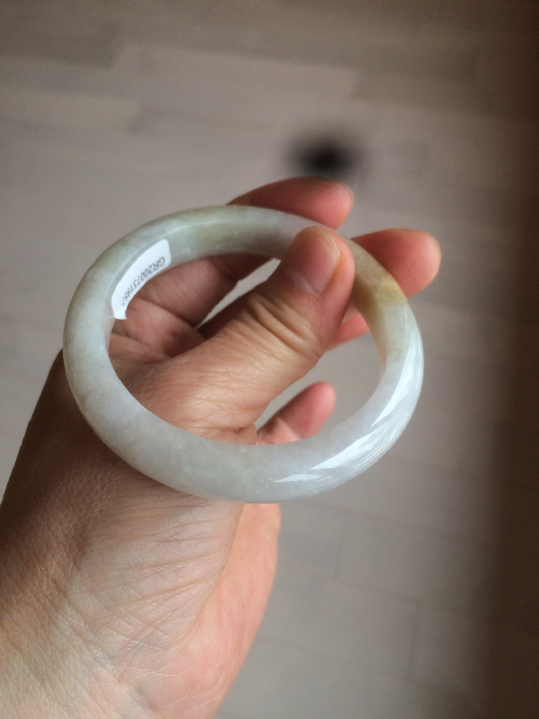 52.6mm 100% natural certified green/white/yellow jadeite jade bangle W91-1957