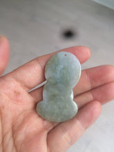 Load image into Gallery viewer, 100% Natural light green jadeite Jade meditate baby buddha (宝宝佛) pendant necklace N121

