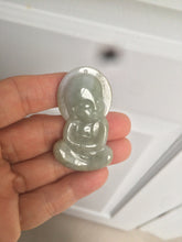 Load image into Gallery viewer, 100% Natural light green jadeite Jade meditate baby buddha (宝宝佛) pendant necklace N121
