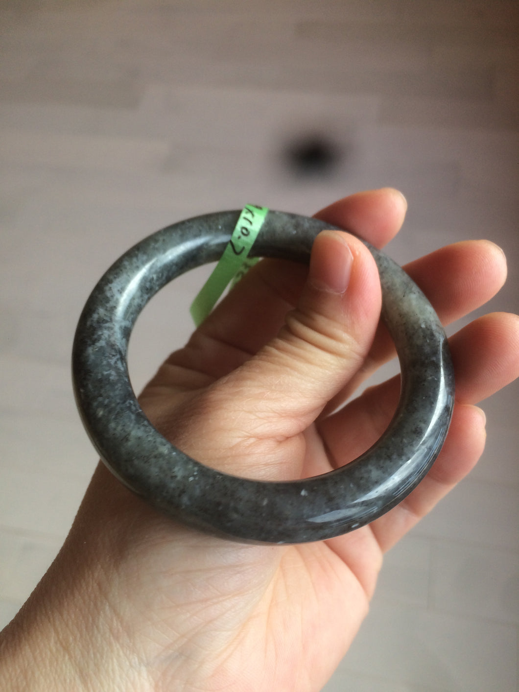 54.9mm certified 100% Natural black/white nephrite(籽料青花) Sesame paste seed material round cut Jade bangle HF8-5534