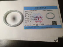 Load image into Gallery viewer, 53mm Certified type A 100% Natural light green/white oval jadeite jade bangle AM57-4212
