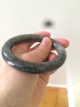 Load image into Gallery viewer, 54.9mm certified 100% Natural black/white nephrite(籽料青花) Sesame paste seed material round cut Jade bangle HF8-5534
