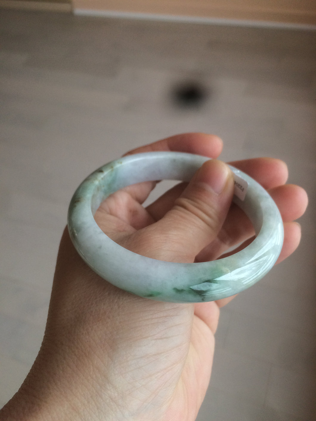 56.7mm certified 100% natural type A light green jadeite jade bangle C59-0457