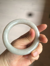 Load image into Gallery viewer, 56.8mm 100% Natural white/beige with floating dandelions chubby round cut nephrite jade bangle HE12
