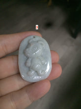 Load image into Gallery viewer, 100% Natural light green Jadeite Jade little doggy pendant A64
