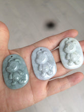 Load image into Gallery viewer, 100% Natural light green Jadeite Jade little doggy pendant A64
