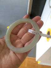 Load image into Gallery viewer, 54.7mm 100% Natural fresh icy light green frosted glass polished nephrite Jade bangle J37-0081

