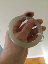 Load image into Gallery viewer, 54.7mm 100% Natural fresh icy light green frosted glass polished nephrite Jade bangle J37-0081
