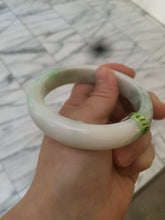 Load image into Gallery viewer, 58mm certificated Type A 100% Natural sunny green/white Jadeite Jade bangle E48-7904
