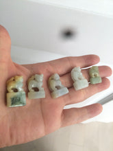 Load image into Gallery viewer, 100% Natural light green/blue/yellow/white Jadeite Jade 3D little PiXiu Seal/desk decor U120
