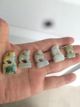 Load image into Gallery viewer, 100% Natural light green/blue/yellow/white Jadeite Jade 3D little PiXiu Seal/desk decor U120
