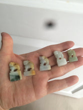 Load image into Gallery viewer, 100% Natural light green/blue/yellow/white Jadeite Jade 3D little PiXiu Seal/desk decor U120
