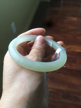 Load image into Gallery viewer, 54.7mm 100% Natural fresh icy light green frosted glass polished nephrite Jade bangle J37-0081
