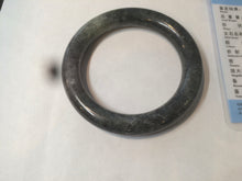 Load image into Gallery viewer, 54.9mm certified 100% Natural black/white nephrite(籽料青花) Sesame paste seed material round cut Jade bangle HF8-5534
