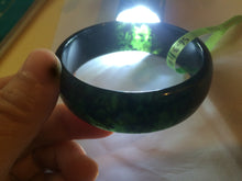 Load image into Gallery viewer, Sale! different size 100% Natural black/dark green serpentine Xiu jade(岫玉) bangle U22

