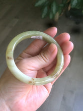 Load image into Gallery viewer, 55.2mm Certified Type A 100% Natural yellow/sugar brown flying snow and dandelions nephrite Jade bangle HT33-0464
