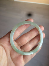Load image into Gallery viewer, 52mm type A 100% Natural icy watery light green/yellow thin flat style Jadeite Jade bangle U121-0758
