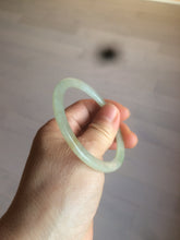 Load image into Gallery viewer, 52mm type A 100% Natural icy watery light green/yellow thin flat style Jadeite Jade bangle U121-0758
