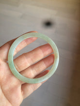 Load image into Gallery viewer, 52mm type A 100% Natural icy watery light green/yellow thin flat style Jadeite Jade bangle U121-0758
