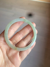 Load image into Gallery viewer, 52mm type A 100% Natural icy watery light green/yellow thin flat style Jadeite Jade bangle U121-0758
