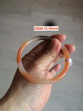Load image into Gallery viewer, 54.4-62mm 100% natural red/orange/brown slim agate bangle CB28
