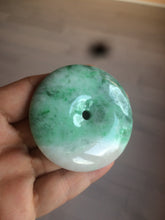 Load image into Gallery viewer, 100% Natural sunny green/pink/purple tropical beach jadeite Jade Safety Guardian Button(donut) Pendant/worry stone X123
