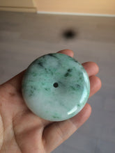 Load image into Gallery viewer, 100% Natural sunny green/pink/purple tropical beach jadeite Jade Safety Guardian Button(donut) Pendant/worry stone X123
