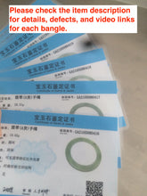Load image into Gallery viewer, 52-60mm certified Type A 100% Natural icy light green/white snowy super thin Jadeite bangle group15-AH
