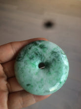 Load image into Gallery viewer, 100% Natural sunny green/pink/purple tropical beach jadeite Jade Safety Guardian Button(donut) Pendant/worry stone X123
