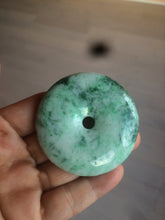 Load image into Gallery viewer, 100% Natural sunny green/pink/purple tropical beach jadeite Jade Safety Guardian Button(donut) Pendant/worry stone X123
