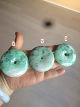 Load image into Gallery viewer, 100% Natural sunny green/pink/purple tropical beach jadeite Jade Safety Guardian Button(donut) Pendant/worry stone X123

