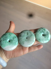 Load image into Gallery viewer, 100% Natural sunny green/pink/purple tropical beach jadeite Jade Safety Guardian Button(donut) Pendant/worry stone X123
