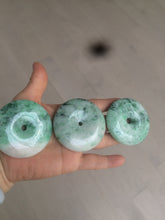 Load image into Gallery viewer, 100% Natural sunny green/pink/purple tropical beach jadeite Jade Safety Guardian Button(donut) Pendant/worry stone X123
