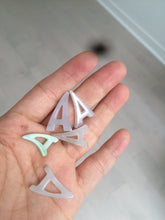 Load image into Gallery viewer, 100% natural icy watery sunny/purple jadeite jade Initial letter A pendant necklace Y124
