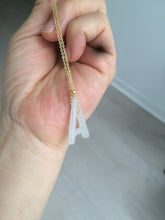 Load image into Gallery viewer, 100% natural icy watery jadeite jade Initial letter A pendant necklace Y125
