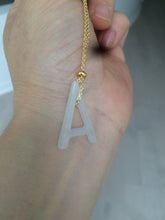 Load image into Gallery viewer, 100% natural icy watery jadeite jade Initial letter A pendant necklace Y125
