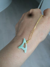 Load image into Gallery viewer, 100% natural icy watery sunny/purple jadeite jade Initial letter A pendant necklace Y124
