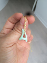 Load image into Gallery viewer, 100% natural icy watery sunny/purple jadeite jade Initial letter A pendant necklace Y124
