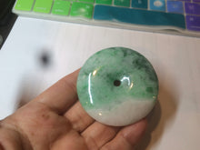 Load image into Gallery viewer, 100% Natural sunny green/pink/purple tropical beach jadeite Jade Safety Guardian Button(donut) Pendant/worry stone X123
