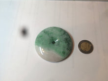 Load image into Gallery viewer, 100% Natural sunny green/pink/purple tropical beach jadeite Jade Safety Guardian Button(donut) Pendant/worry stone X123
